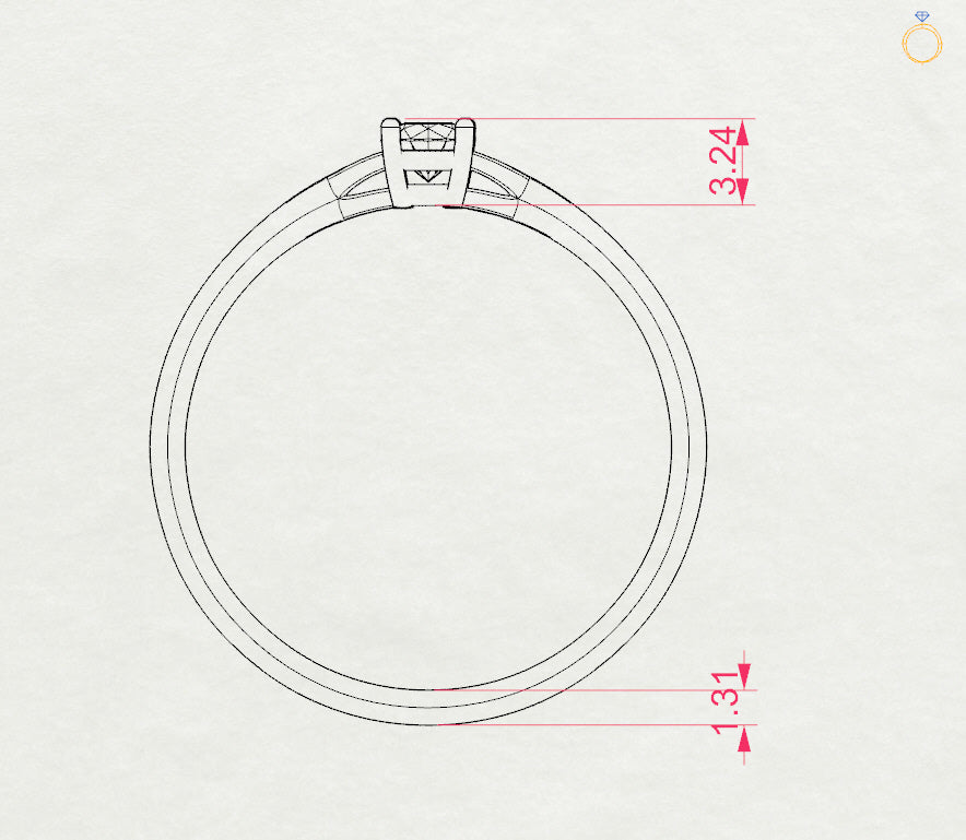 Zaročni prstan iz rumenega zlata z enim naravnim diamantom, art. ZTR720