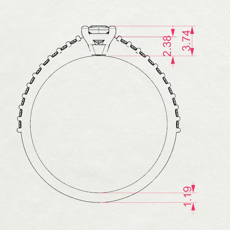 Zaročni prstan iz belega zlata z okroglim naravnim diamantom in stranskimi diamanti, art. ZTR820