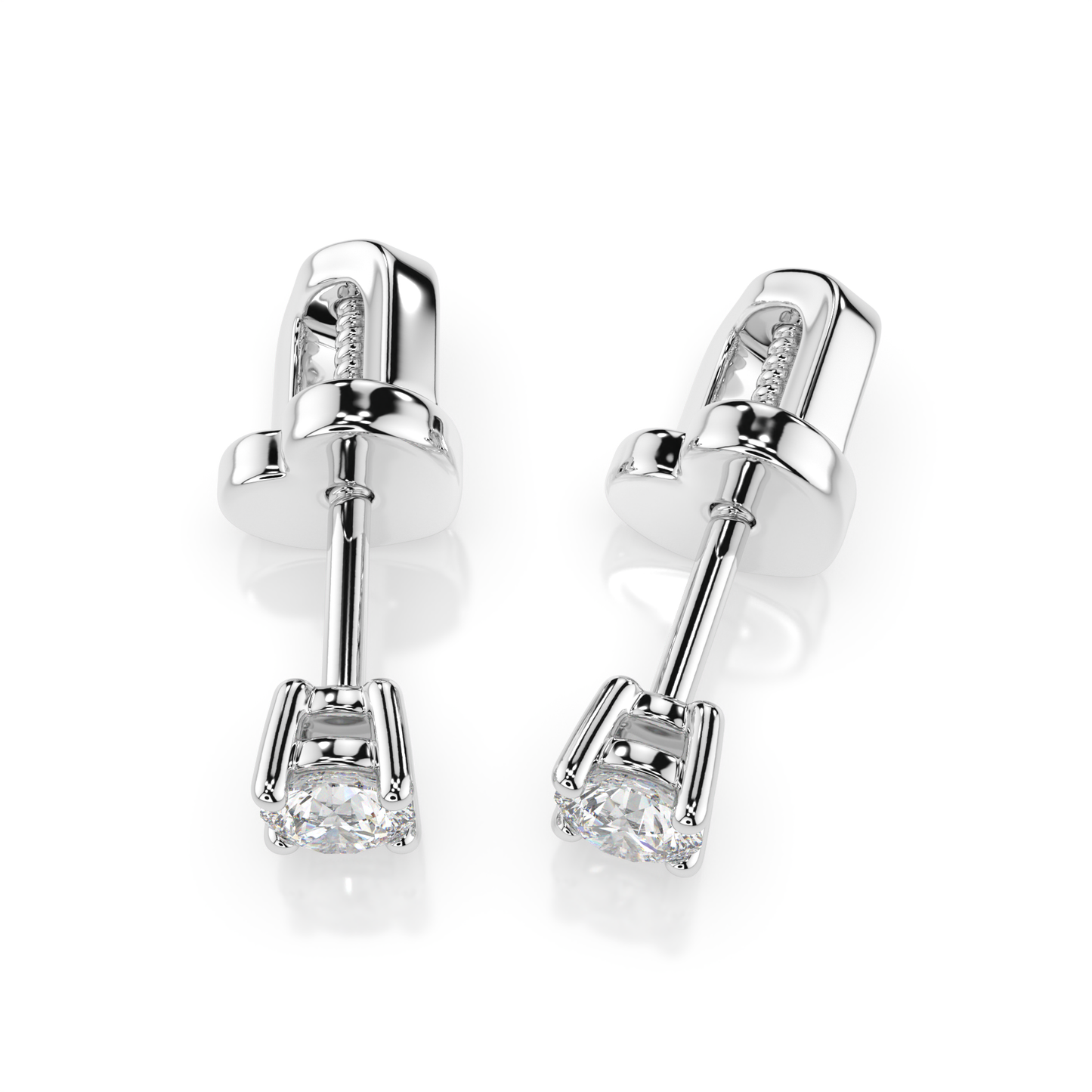Diamantni uhani iz belega zlata z enim diamantom Solitaire