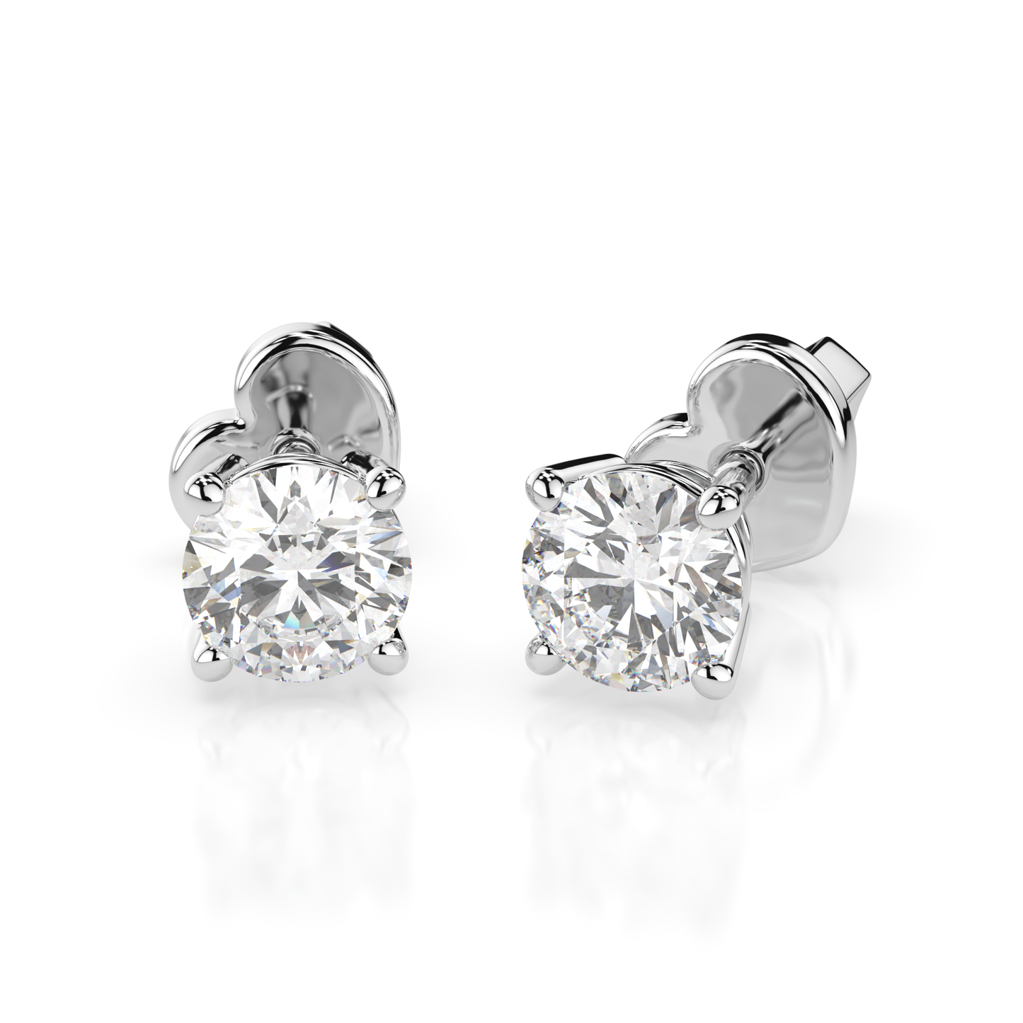 Diamantni uhani iz belega zlata z enim diamantom Solitaire