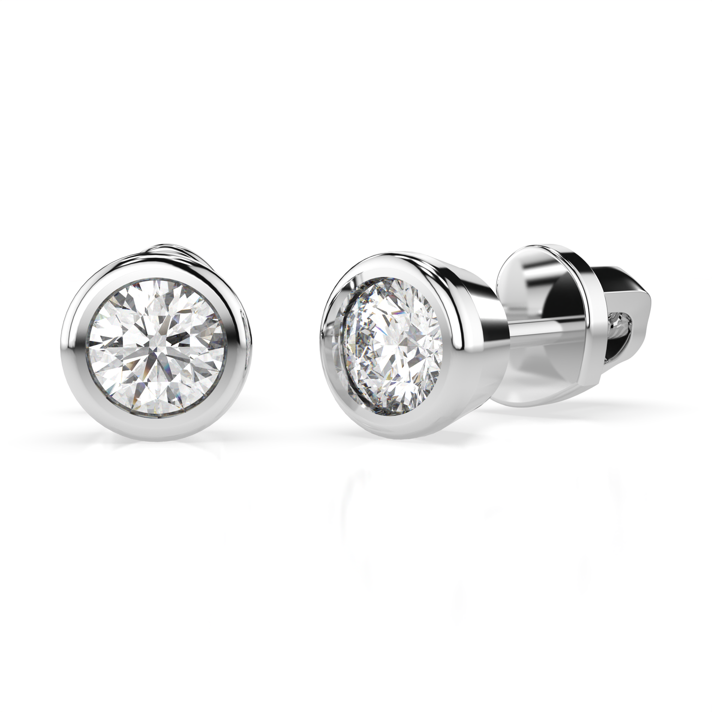 Diamantni uhani iz belega zlata z enim diamantom Solitaire