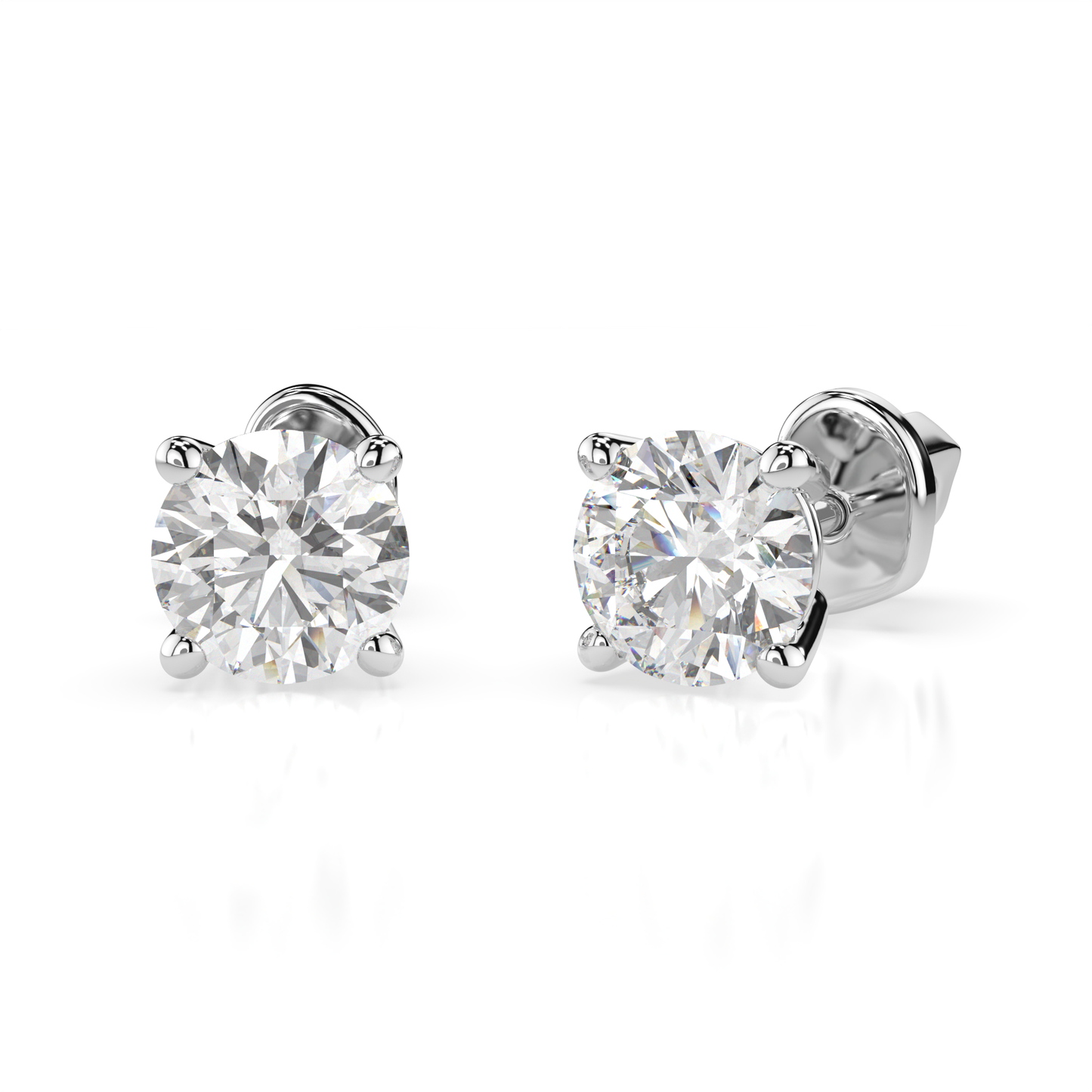 Diamantni uhani iz belega zlata z enim diamantom Solitaire