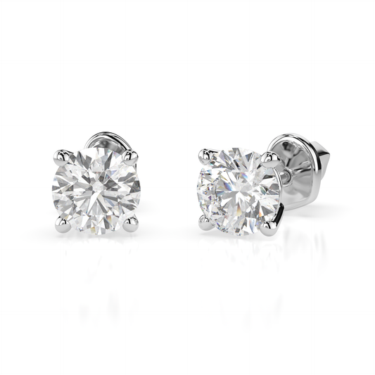 Diamantni uhani iz belega zlata z enim diamantom Solitaire