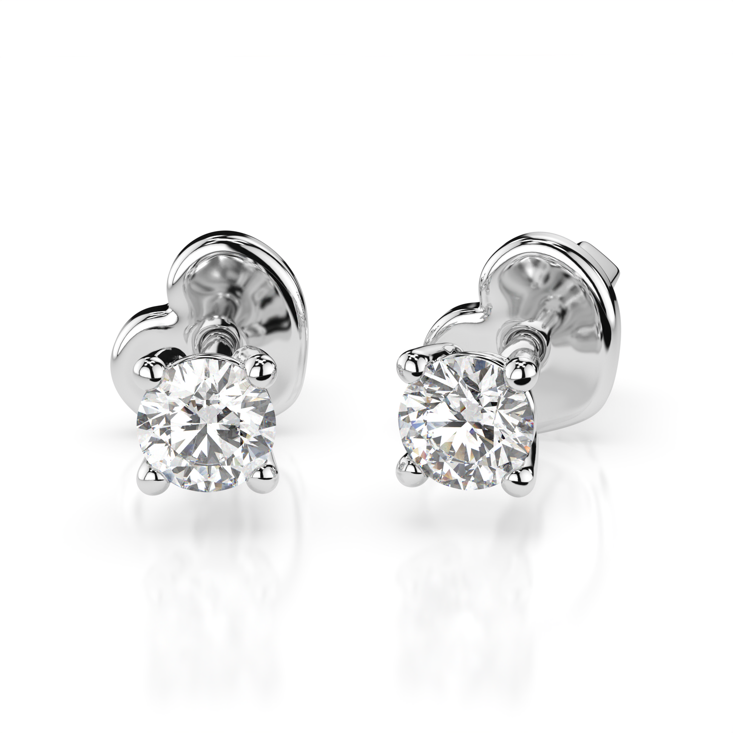 Diamantni uhani iz belega zlata z enim diamantom Solitaire