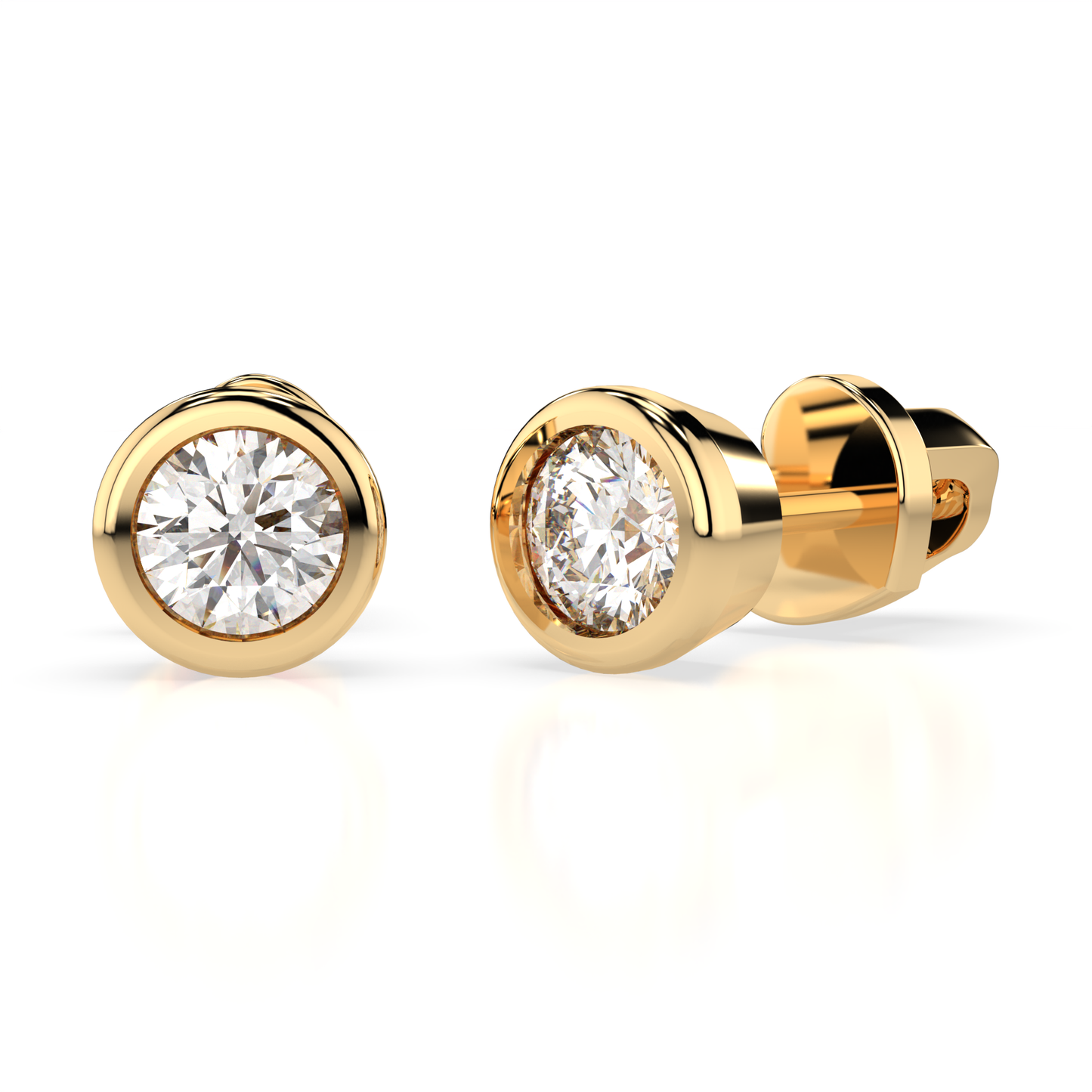 Diamantni uhani iz rumenega zlata z enim diamantom Solitaire