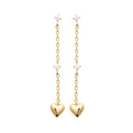 pozlačeni viseči uhani srček