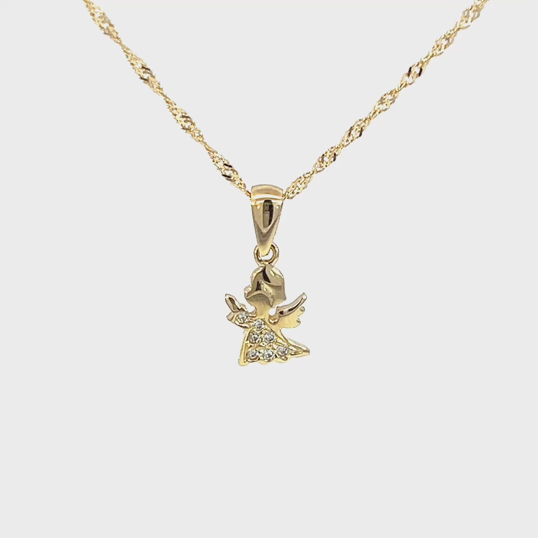 Zlata verižica z obeskom Angelček iz rumenega zlata