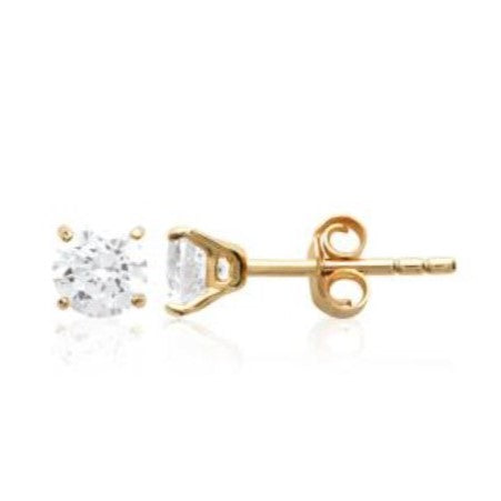 Pozlačeni uhani Solitaire 5mm