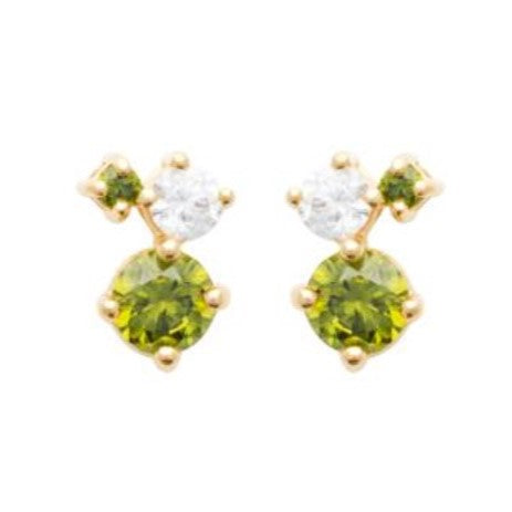 Pozlačeni uhani z zelenim kamnom