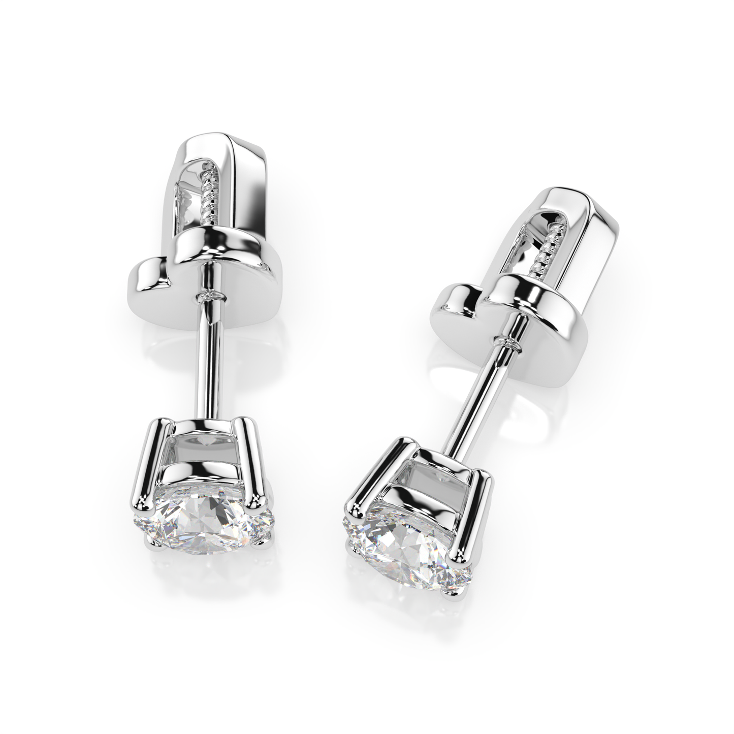 Diamantni uhani iz belega zlata z enim diamantom Solitaire