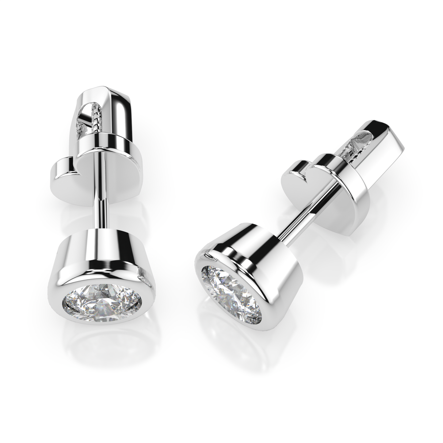 Diamantni uhani iz belega zlata z enim diamantom Solitaire