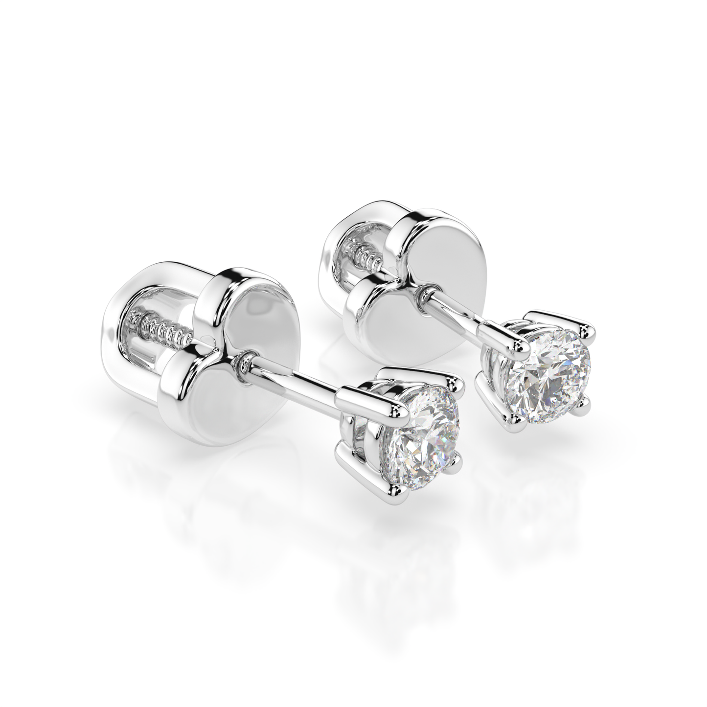 Diamantni uhani iz belega zlata z enim diamantom Solitaire