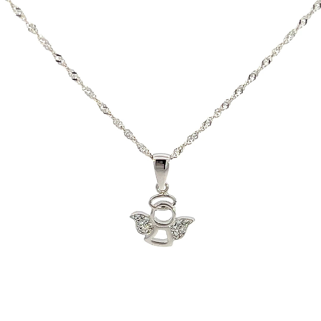 Zlata verižica z obeskom Angelček iz belega zlata