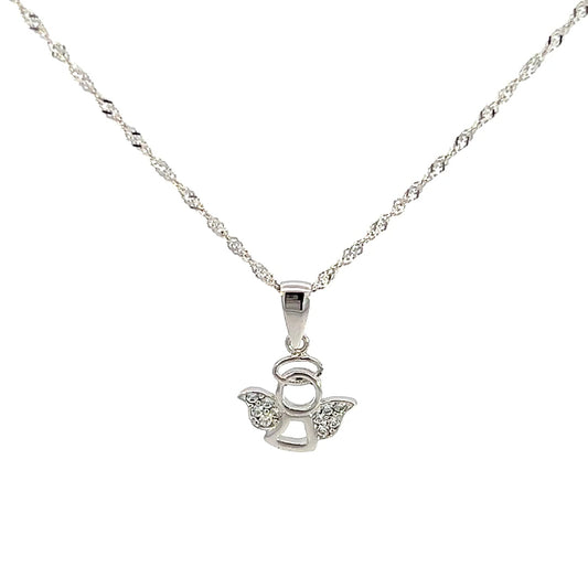 Zlata verižica z obeskom Angelček iz belega zlata