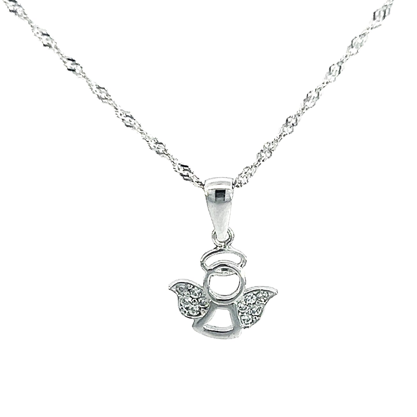 Zlata verižica z obeskom Angelček iz belega zlata