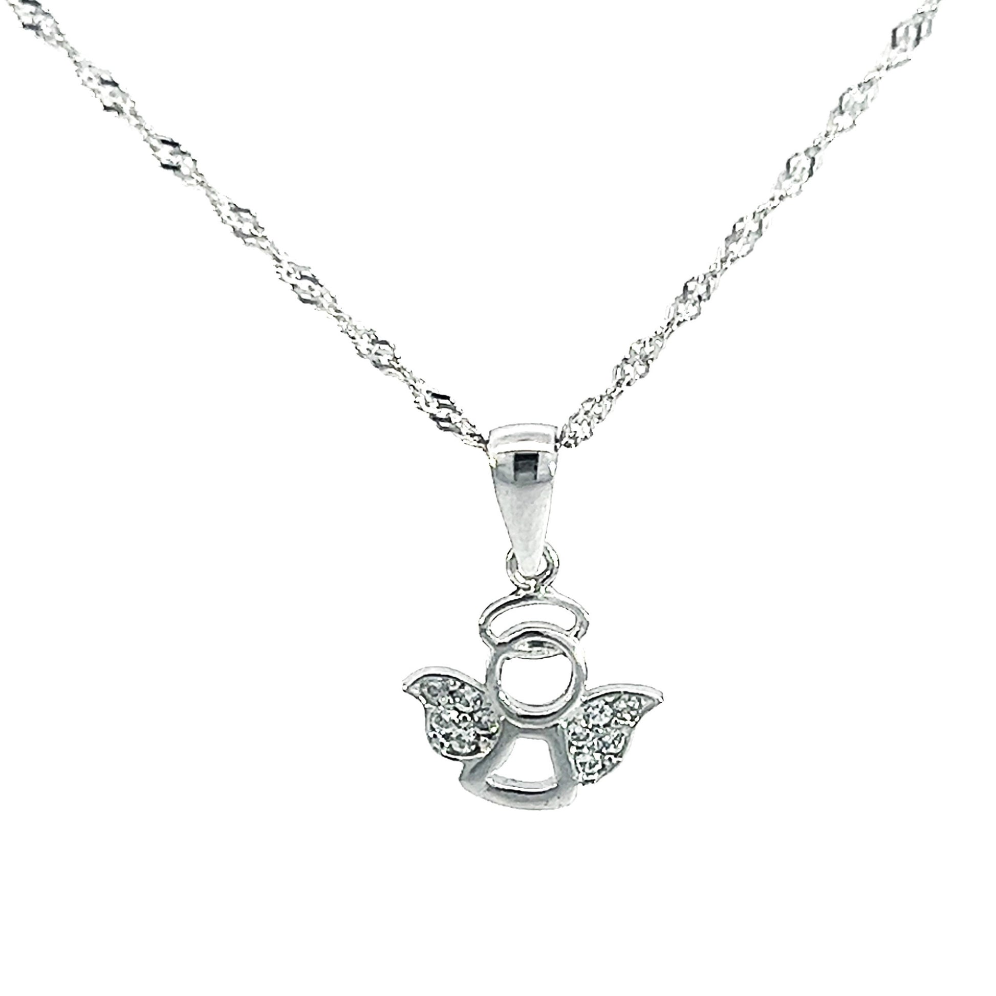 Zlata verižica z obeskom Angelček iz belega zlata