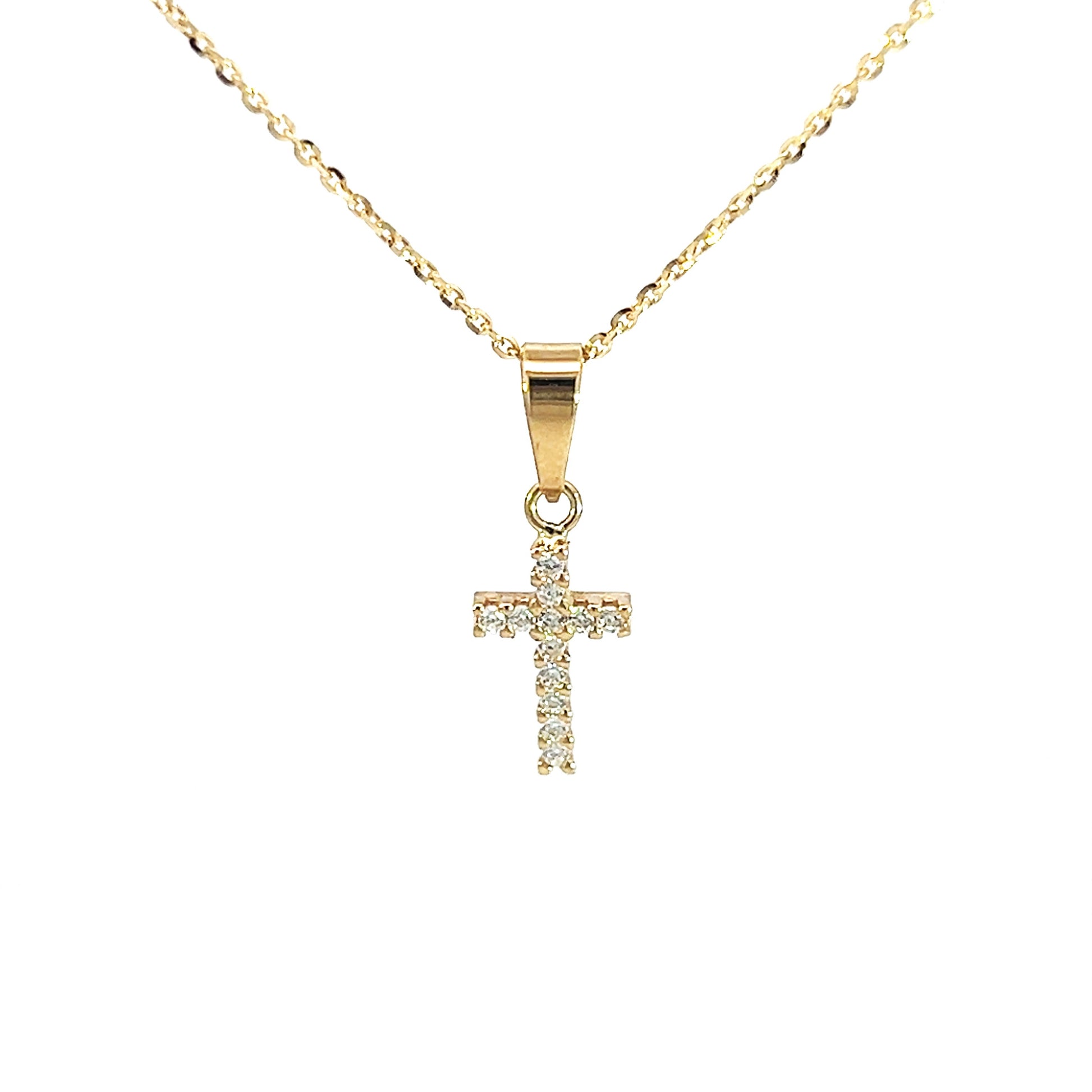 zlata verižica z obeskom križ iz rumenega zlata