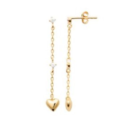 pozlačeni viseči uhani srček