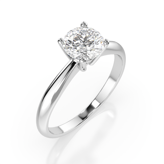 Zaročni prstan iz belega zlata z enim naravnim diamantom