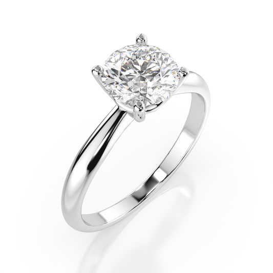 Zaročni prstan iz belega zlata z enim naravnim diamantom