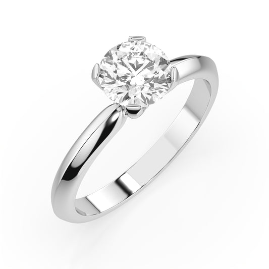 Zaročni prstan iz belega zlata z enim naravnim diamantom