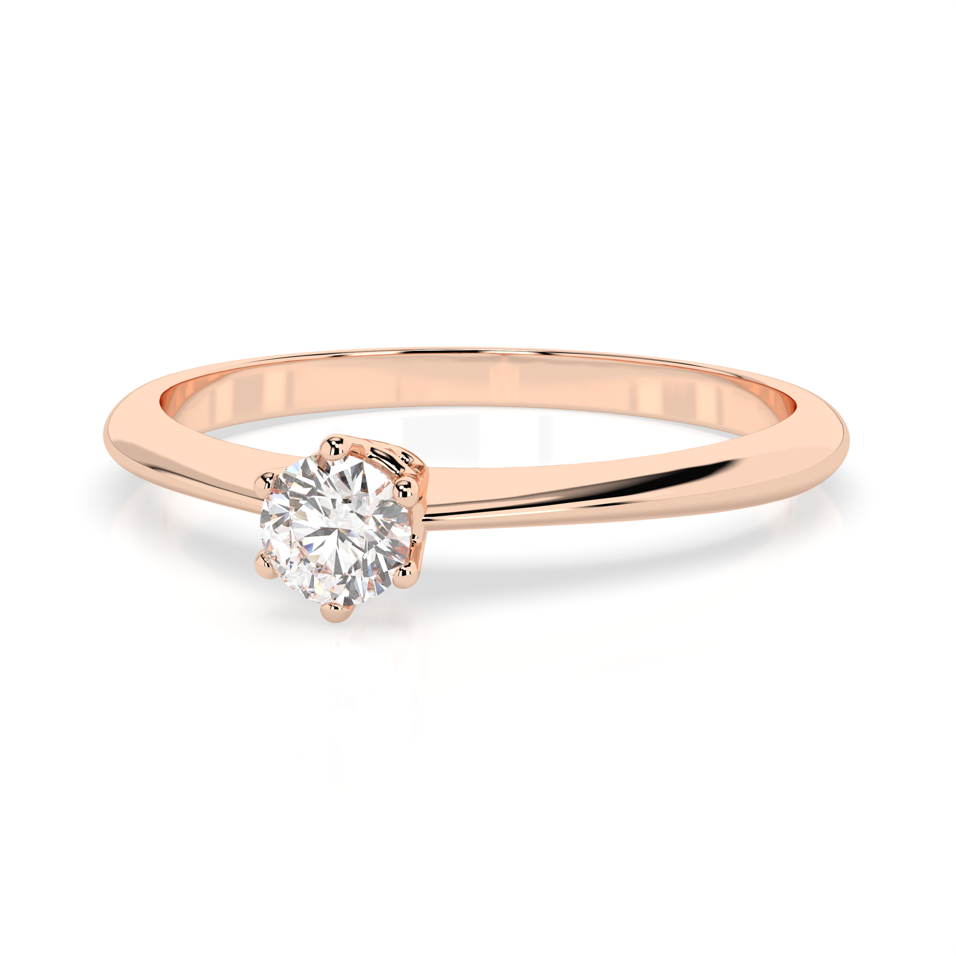 Zaročni prstan iz rdečega zlata z enim naravnim diamantom