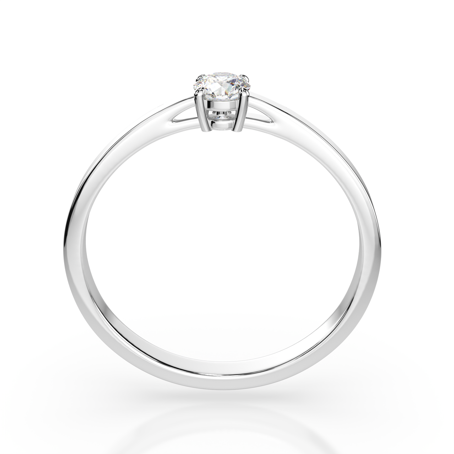 Zaročni prstan iz belega zlata z enim naravnim diamantom