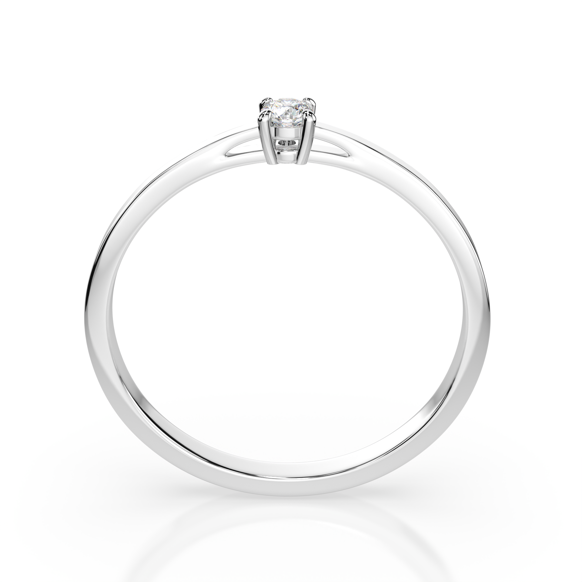 Zaročni prstan iz belega zlata z enim naravnim diamantom