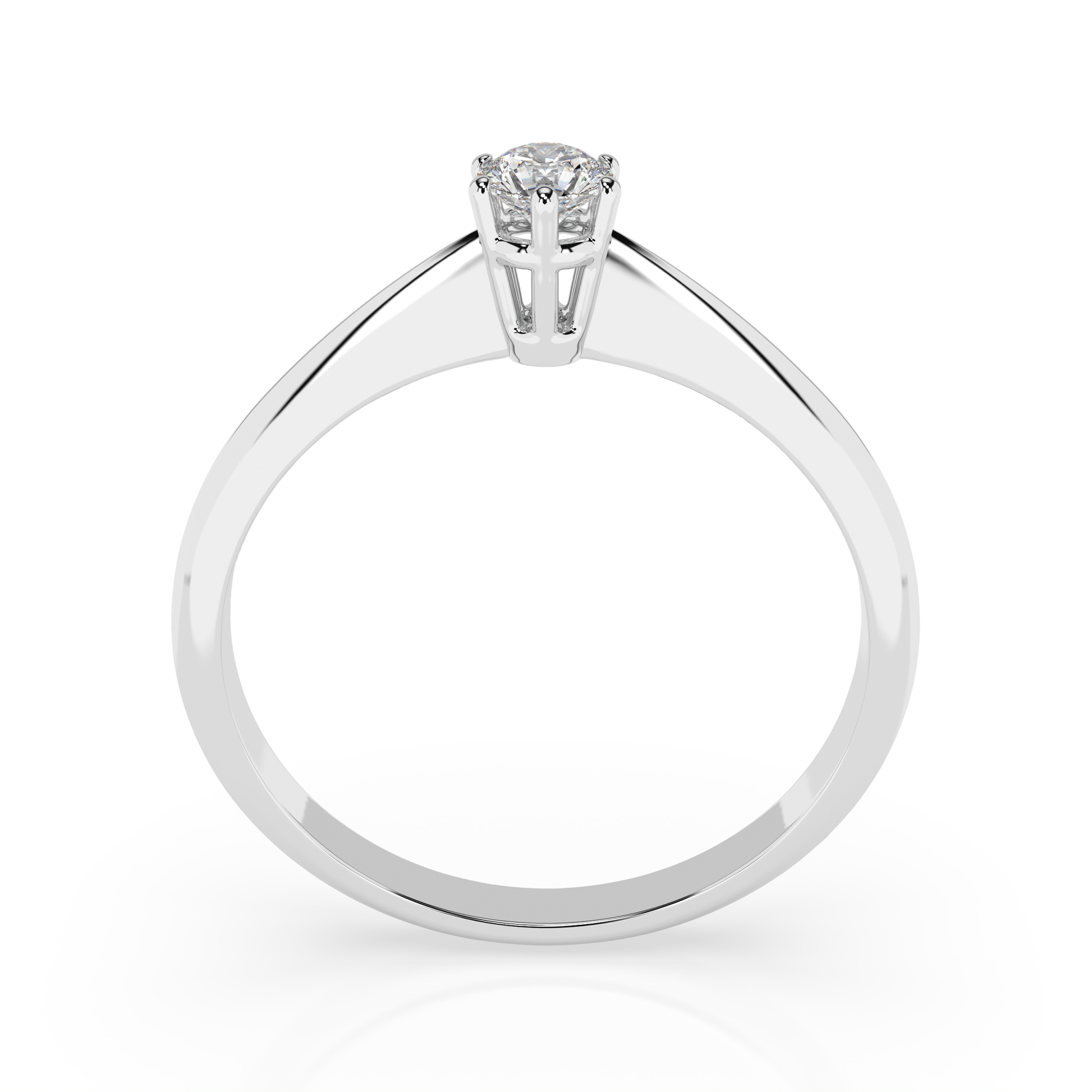 Zaročni prstan iz belega zlata z enim naravnim diamantom