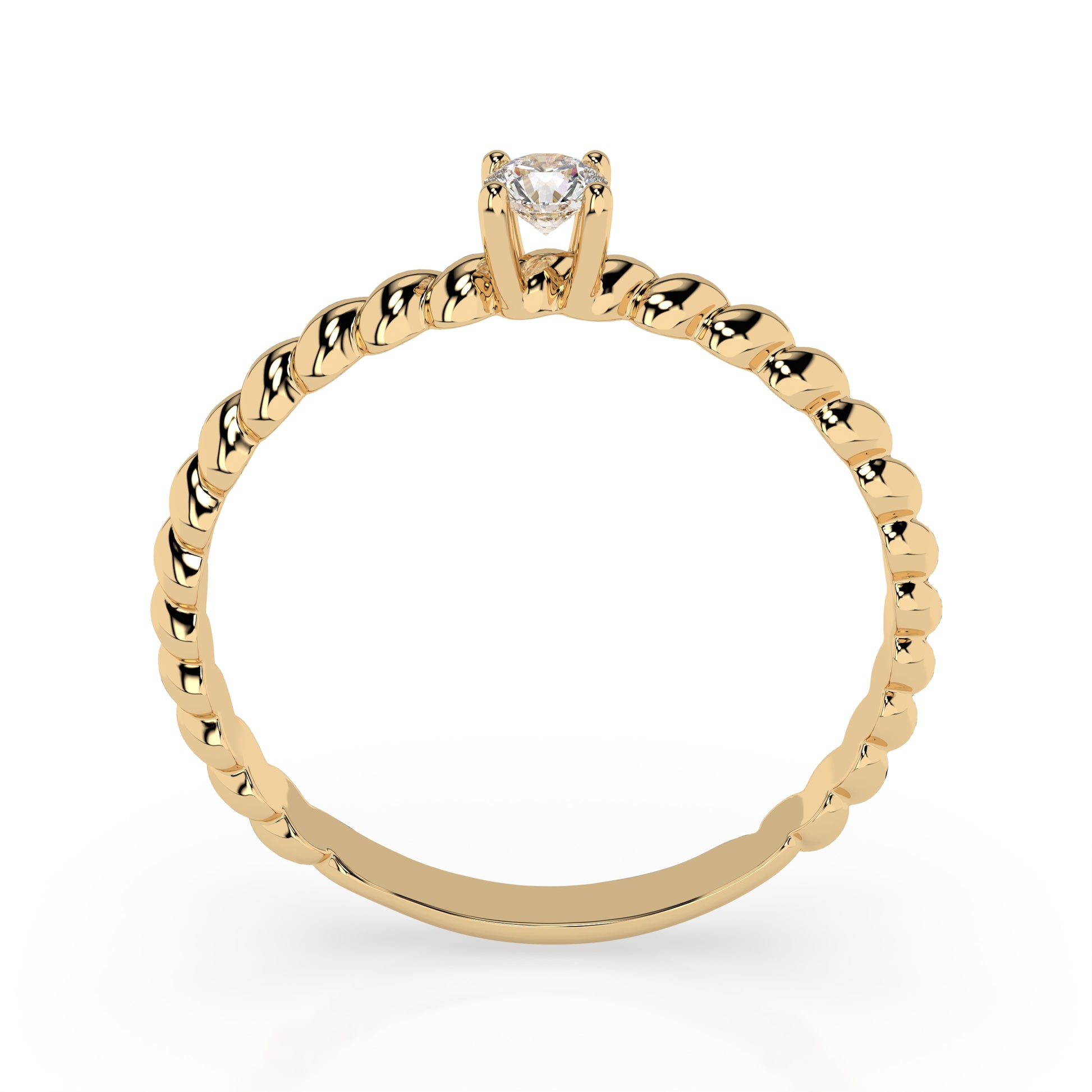 Zaročni prstan iz rumenega zlata z enim naravnim diamantom