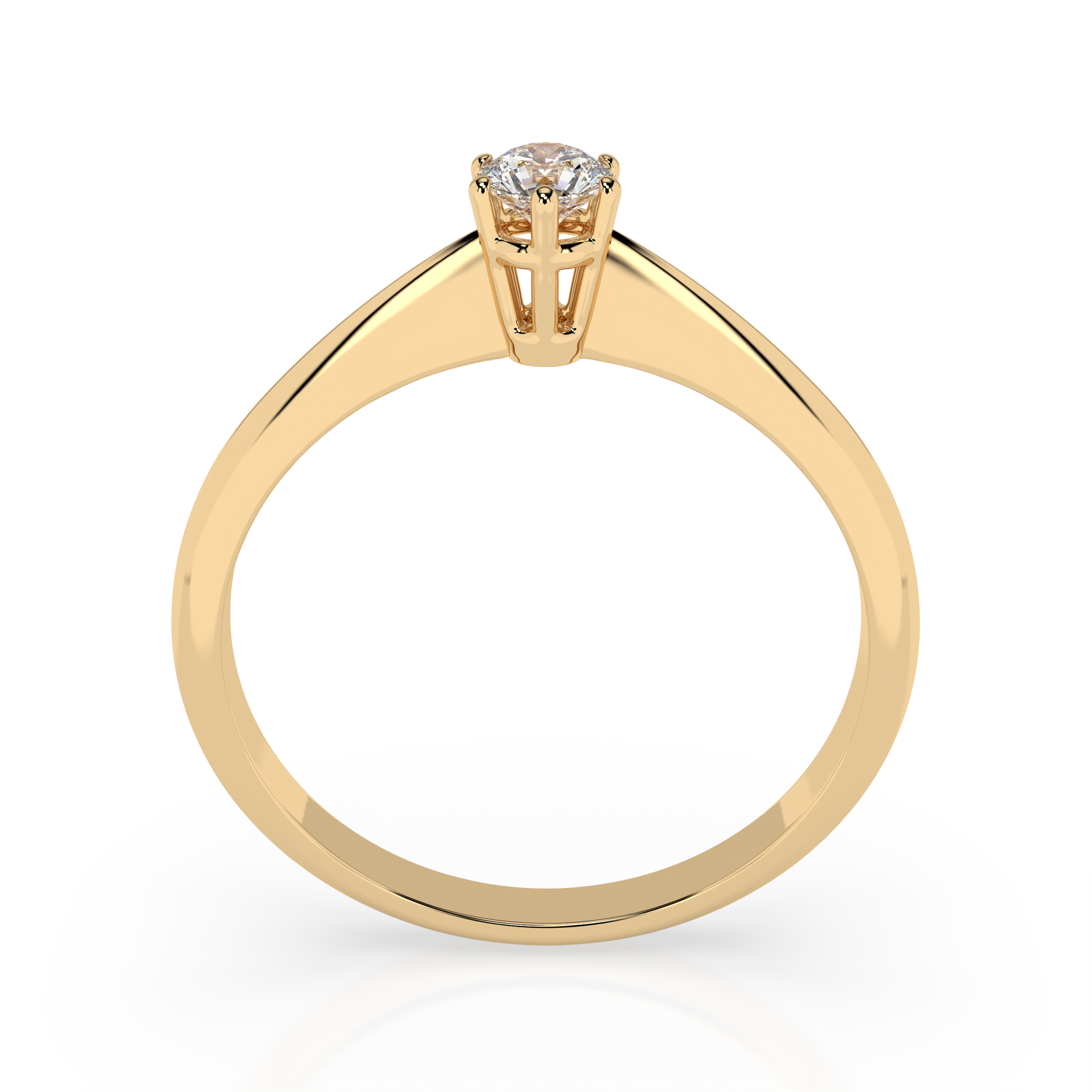 Zaročni prstan iz rumenega zlata z enim naravnim diamantom