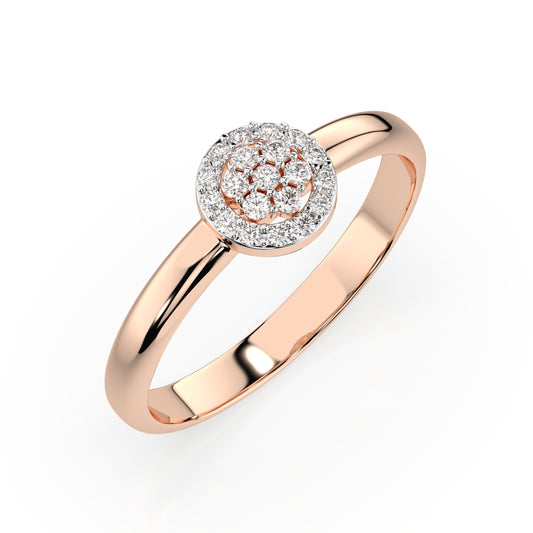 Zaročni prstan iz rdečega zlata z diamanti