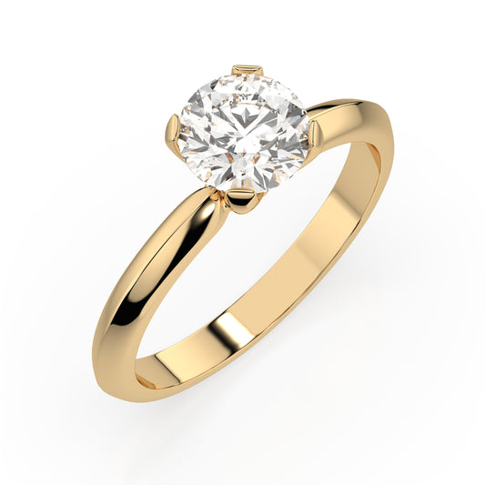Zaročni prstan iz rumenega zlata z enim naravnim diamantom