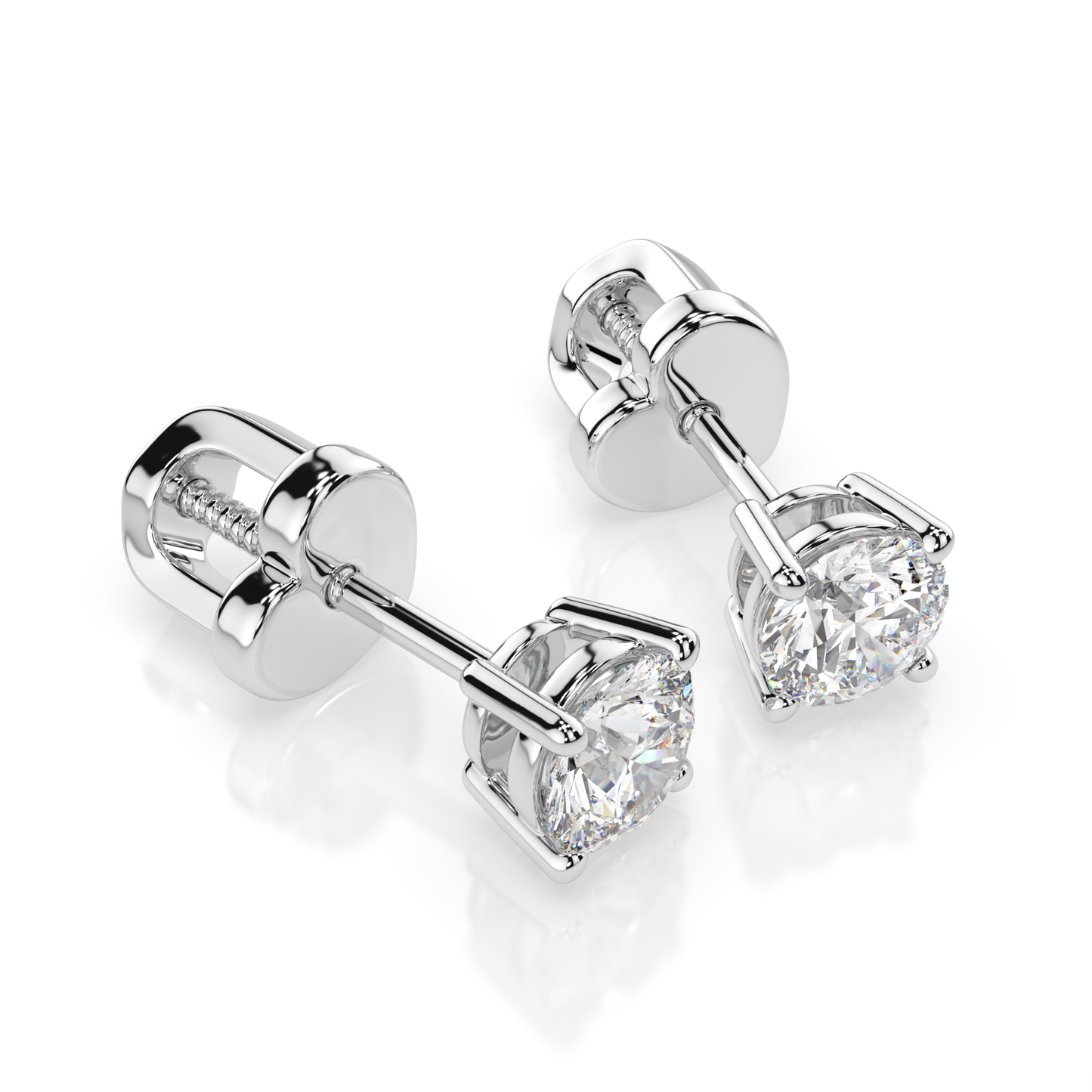Diamantni uhani iz belega zlata z enim diamantom Solitaire