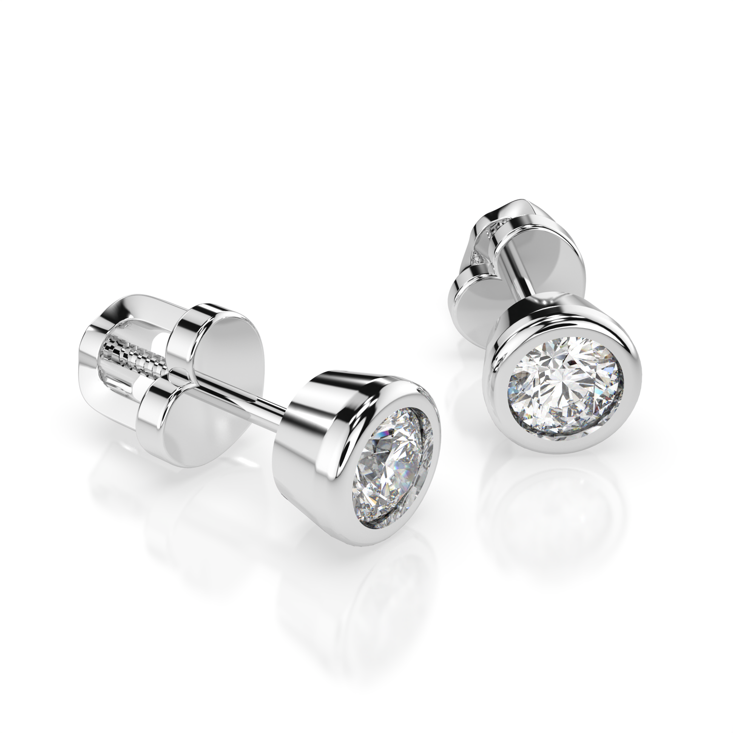 Diamantni uhani iz belega zlata z enim diamantom Solitaire