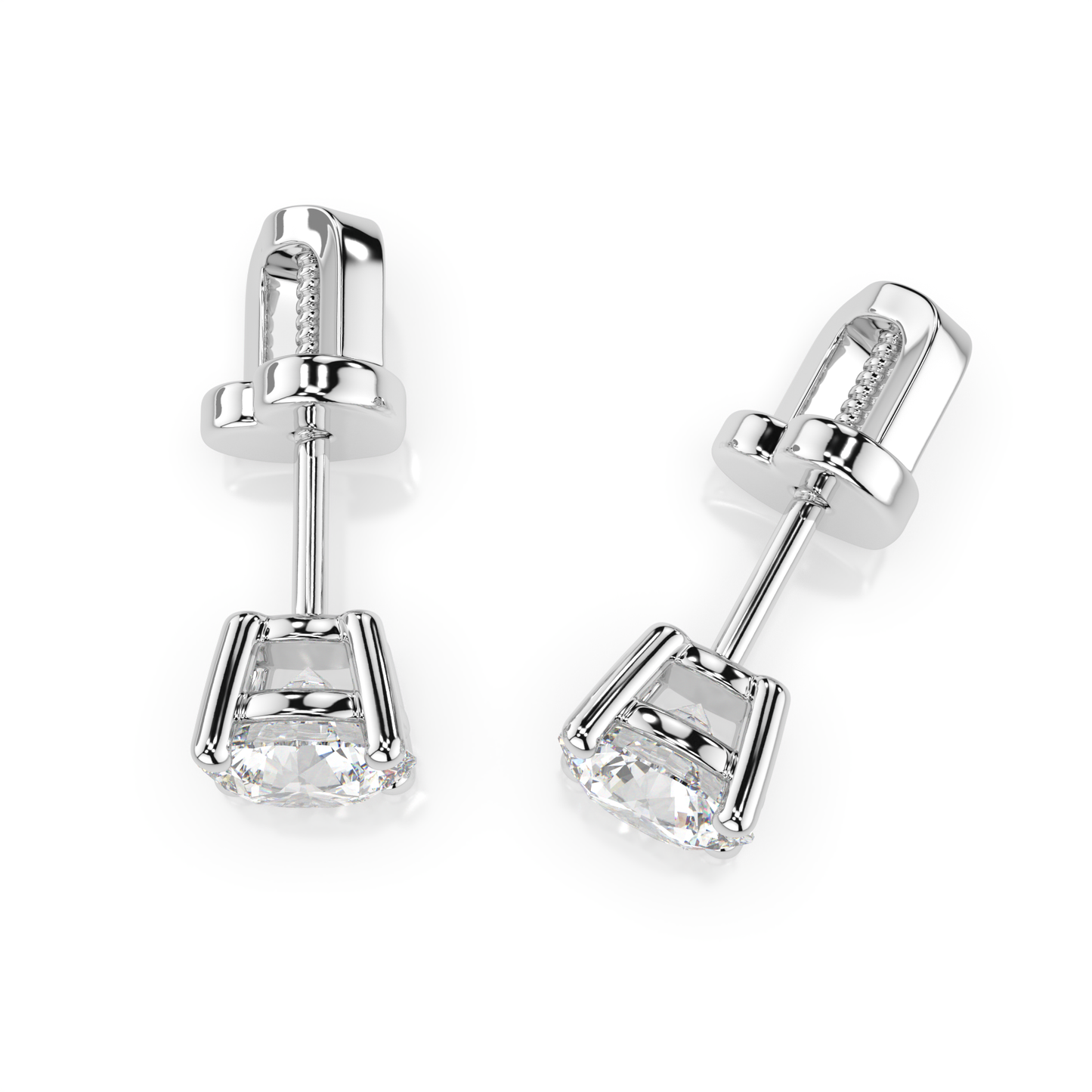 Diamantni uhani iz belega zlata z enim diamantom Solitaire
