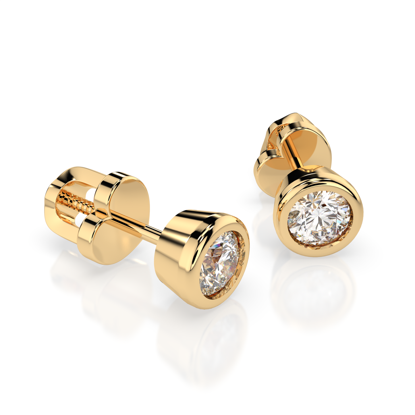 Diamantni uhani iz rumenega zlata z enim diamantom Solitaire