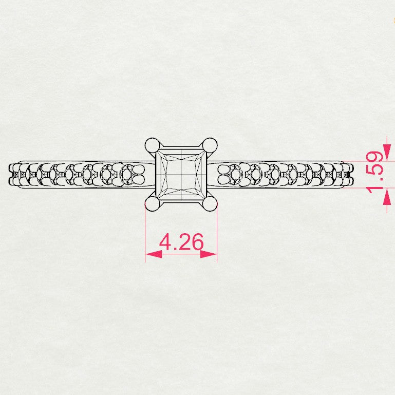Zaročni prstan iz rdečega zlata z okroglim naravnim diamantom in stranskimi diamanti, art. ZTR820