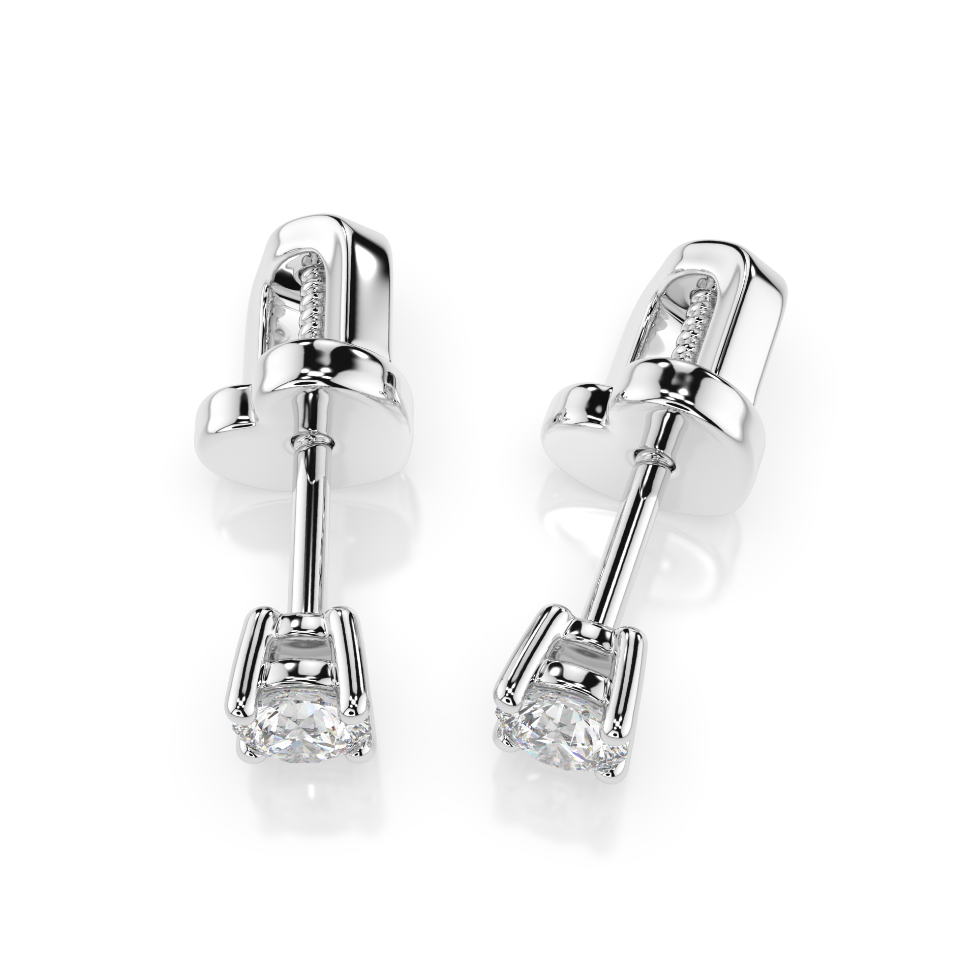 Diamantni uhani iz belega zlata z enim diamantom Solitaire
