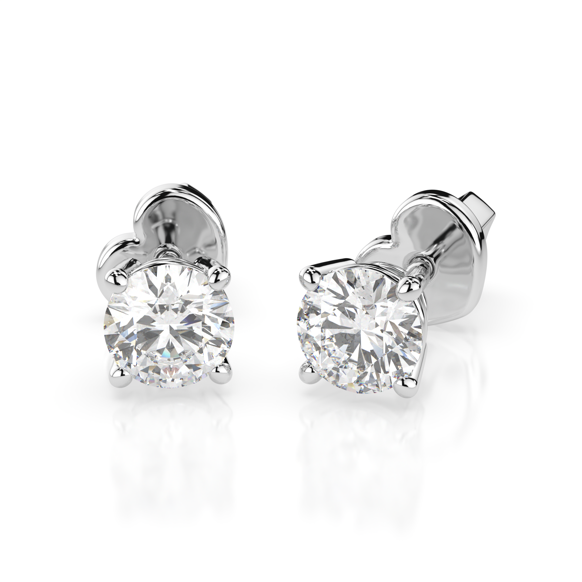 Diamantni uhani iz belega zlata z enim diamantom Solitaire