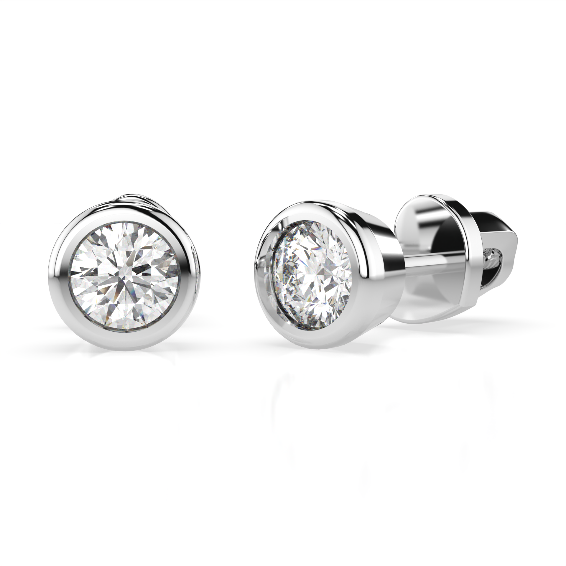 Diamantni uhani iz belega zlata z enim diamantom Solitaire