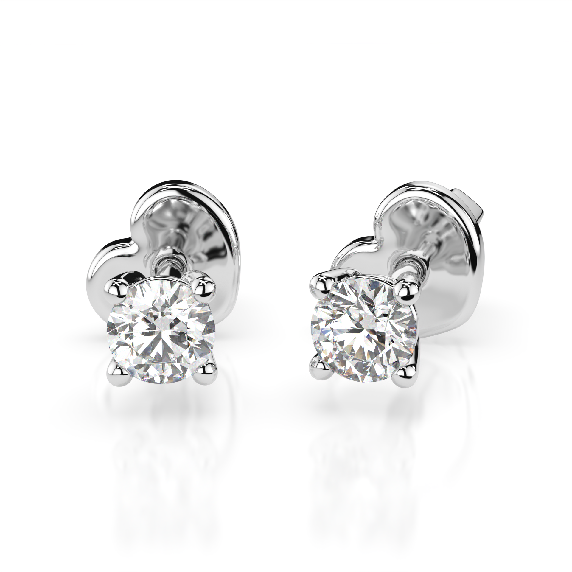 Diamantni uhani iz belega zlata z enim diamantom Solitaire