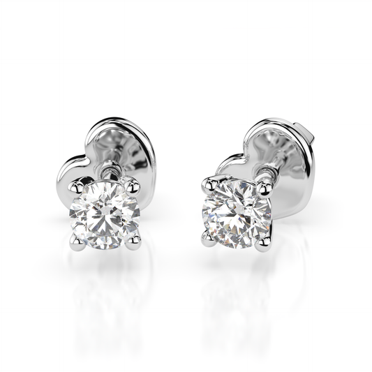 Diamantni uhani iz belega zlata z enim diamantom Solitaire
