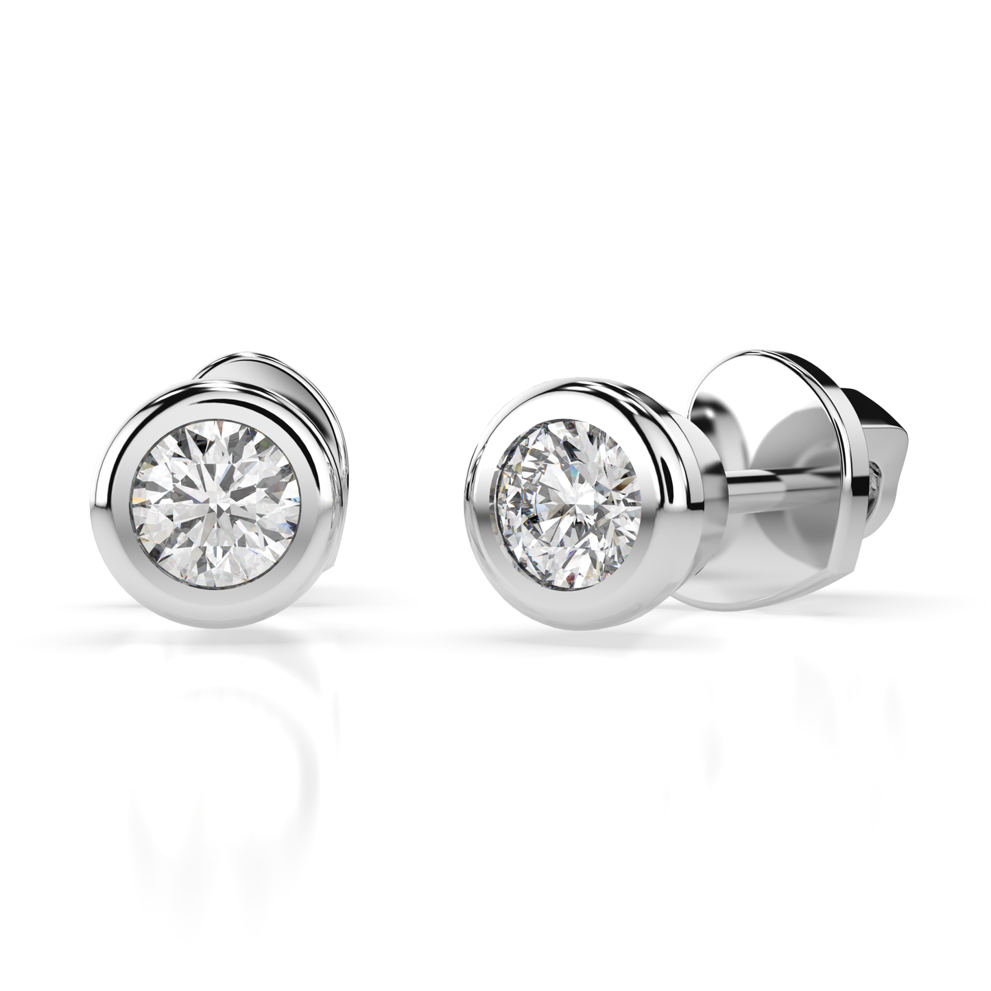 Diamantni uhani iz belega zlata z enim diamantom Solitaire