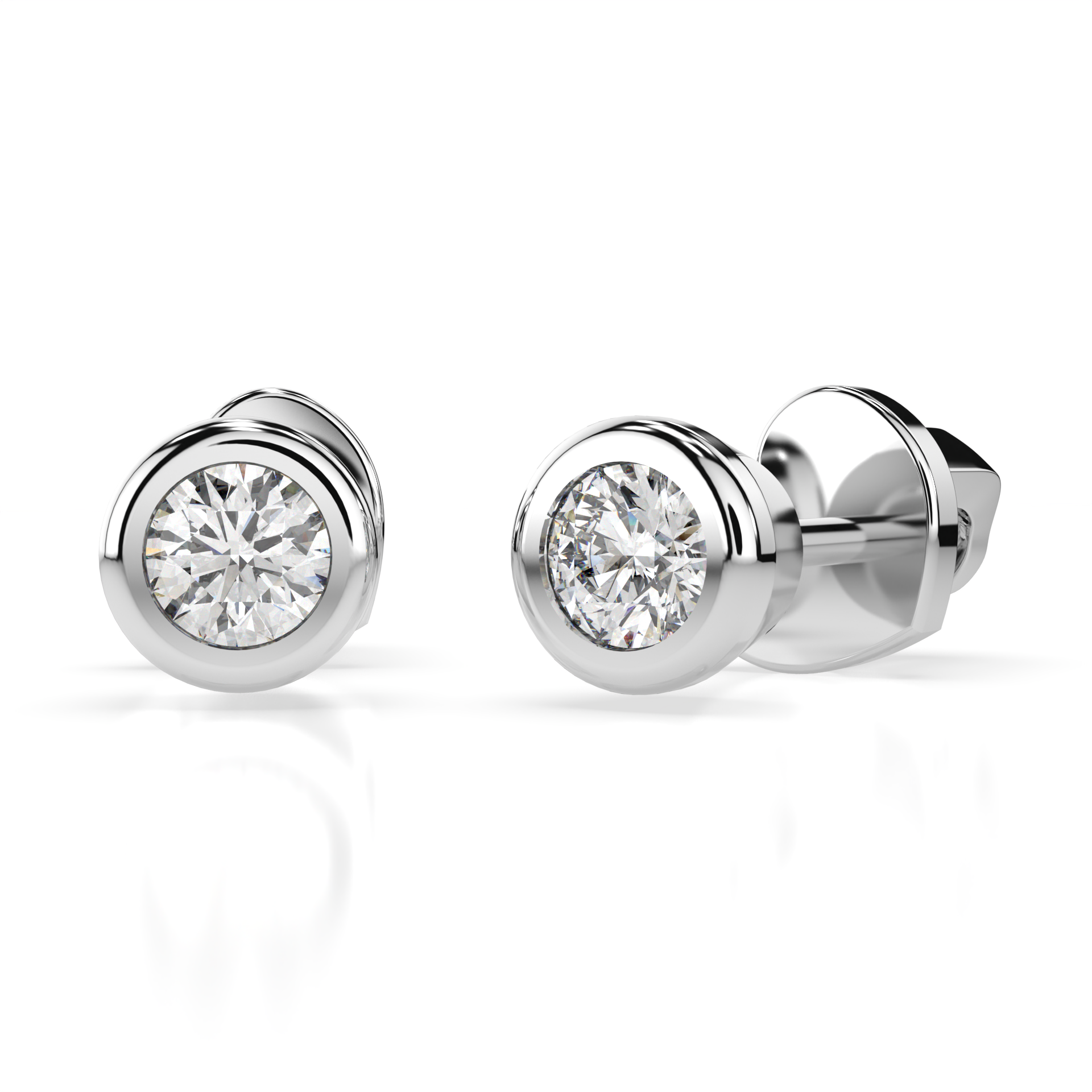 Diamantni uhani iz belega zlata z enim diamantom Solitaire