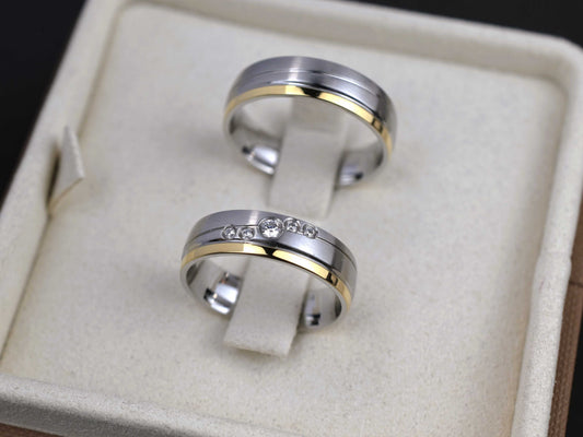 Zlati poročni prstani, belo in rumeno zlato