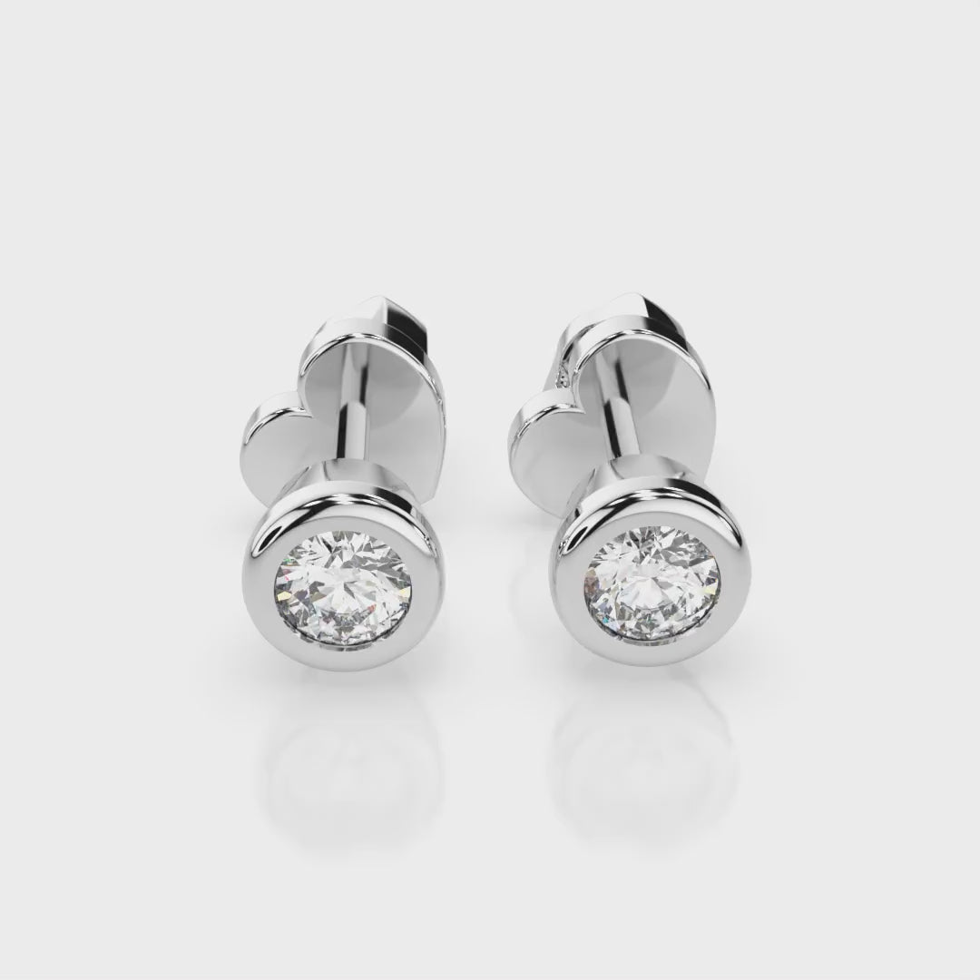 Diamantni uhani iz belega zlata z enim diamantom Solitaire