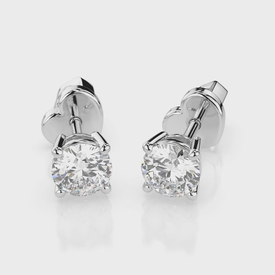 Diamantni uhani iz belega zlata z enim diamantom Solitaire