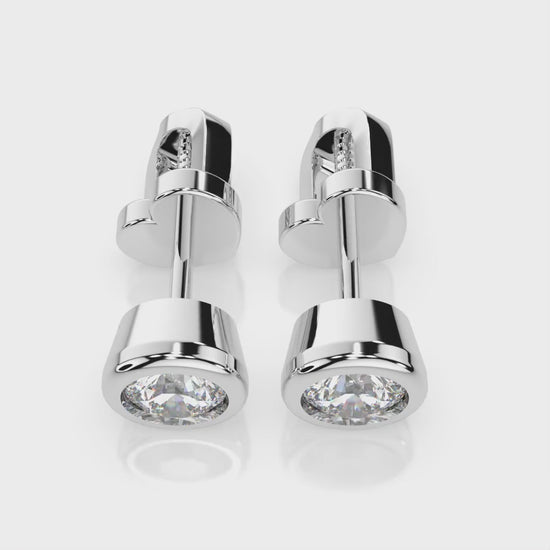 Diamantni uhani iz belega zlata z enim diamantom Solitaire