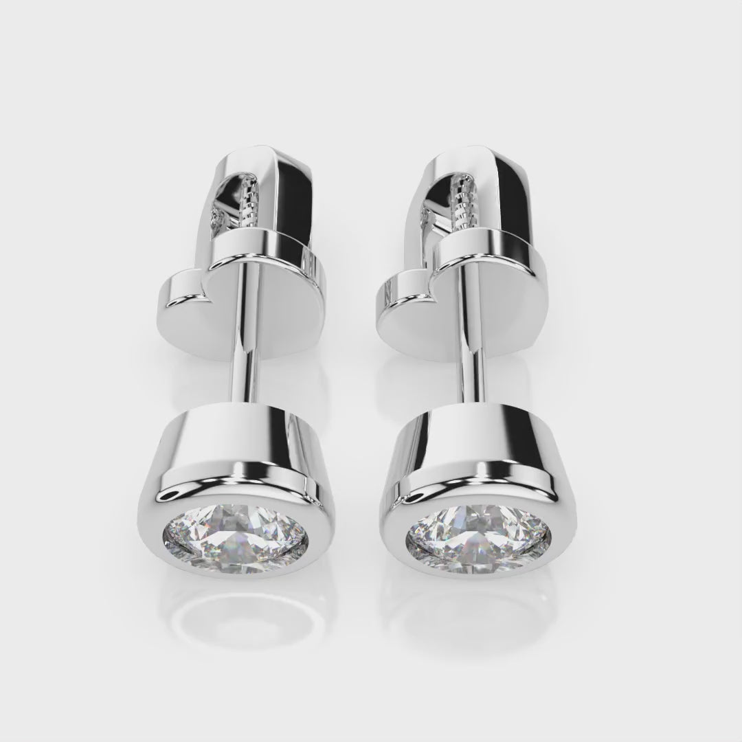 Diamantni uhani iz belega zlata z enim diamantom Solitaire
